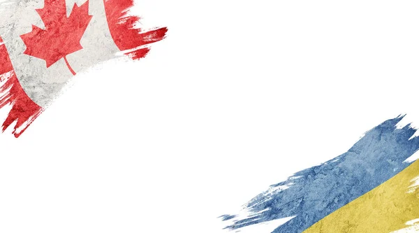Vlaggen van Canada en Oekraïne op witte achtergrond — Stockfoto